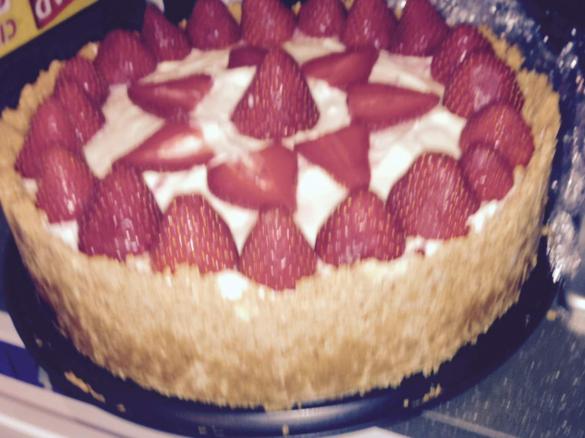 Bailey's & White Chocolate Strawberry Cheesecake