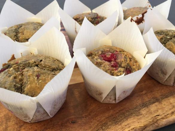 Dairy Free Pear, Raspberry and Coconut Muffins