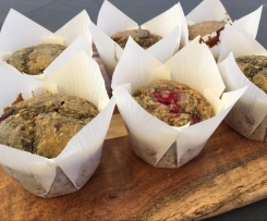Dairy Free Pear, Raspberry and Coconut Muffins