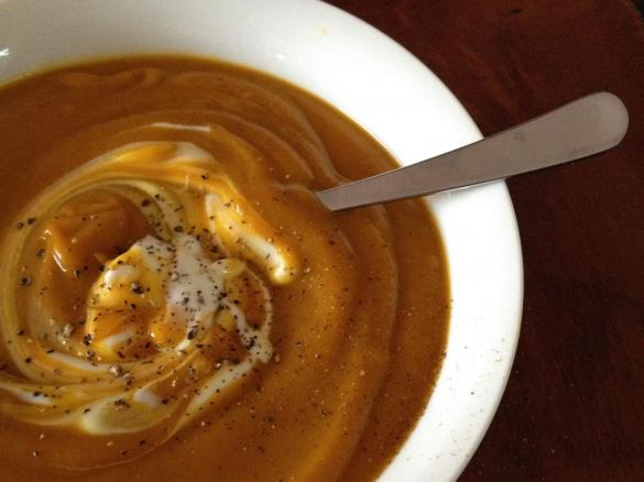 Roasted pumpkin and sweet potato soup