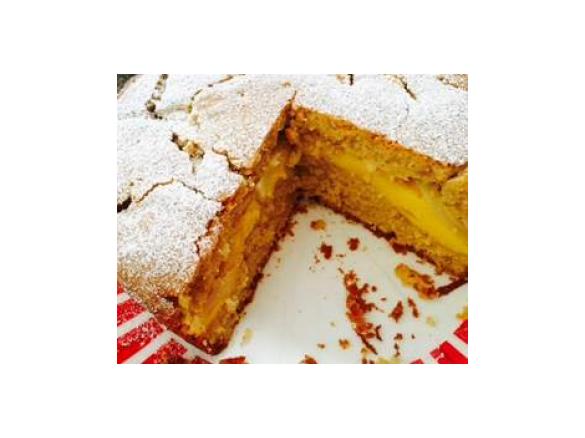 Apple and custard tea cake