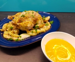 Layered Chicken with Almonds + Spicy Pumpkin Soup