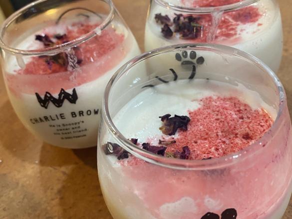 Raspberry lychee rose yogurt drink