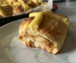 SALTED CARAMILK HOT CROSS BUNS WITH CUSTARD CROSSES