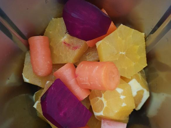 Orange, Beetroot and Carrot juice- with a kick of ginger!