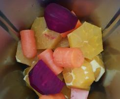 Orange, Beetroot and Carrot juice- with a kick of ginger!