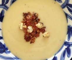 Creamy Cauliflower Soup with Bacon, Parmesan crunch