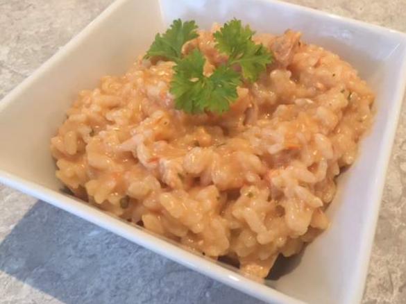 Chicken & Basil risotto with tomato & spanish onion