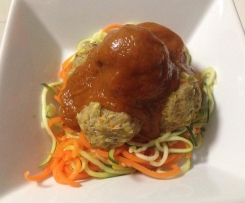 Meatballs with Tomato sauce and veg noodles 