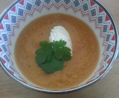 Spicy Pumpkin, sweet potato and chorizo soup 