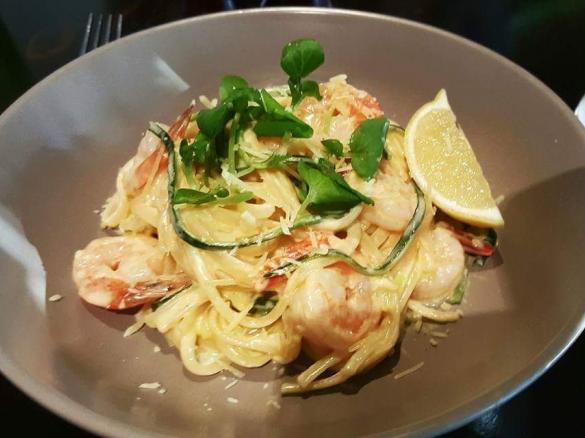 Creamy Garlic Prawn & Zucchini linguine Taela-Made