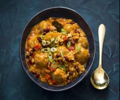 Red beans and rice with turkey meatballs