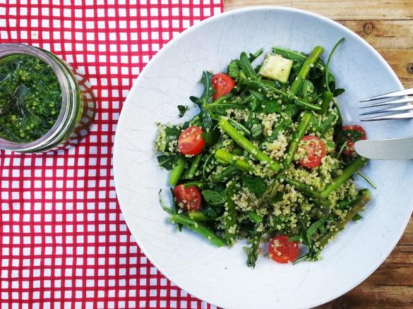 Quinoa & Spring Vegetable Salad with Kale Pesto