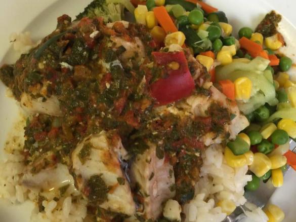 Fish with Sundried Tomato & Herb Sauce - All in One Meal