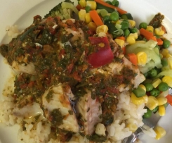 Fish with Sundried Tomato & Herb Sauce - All in One Meal