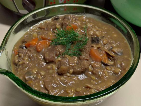 Beef with Mushrooms and Pearl Barley