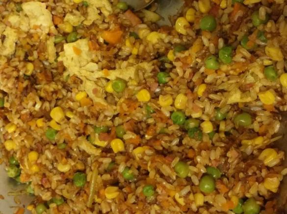 Non-Fried Fried Brown Rice with Shitake mushrooms