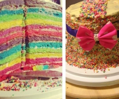 Rainbow cake with cream cheese icing