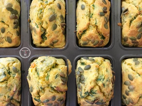 Pumpkin, Feta and Kale Mini Loaves
