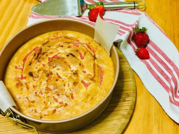 Keto Strawberry Lamington Swirl Cake