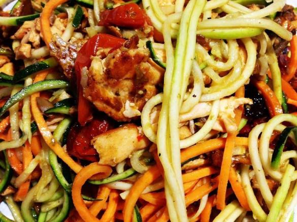 Pesto Salmon and Veg Noodles