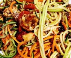 Pesto Salmon and Veg Noodles