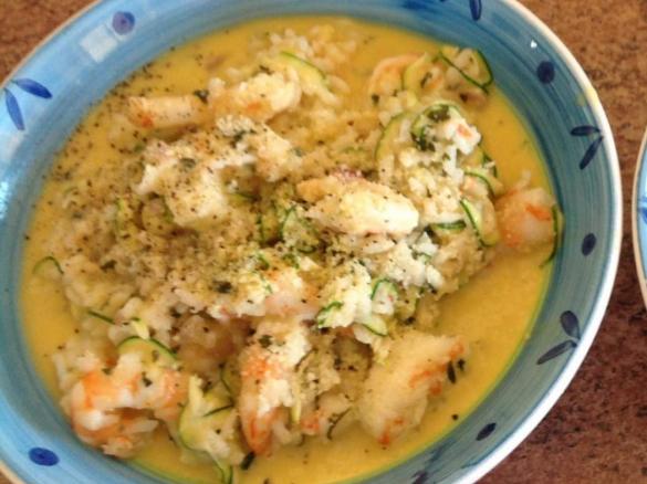 Garlic prawn risotto for 2