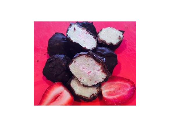 Coconut and Strawberry Cream Bliss Balls