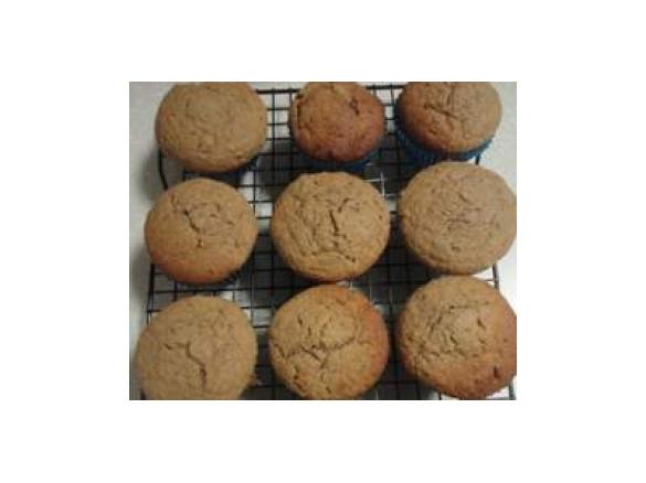 Walnut, banana and date muffins