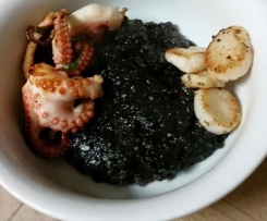 Squid ink risotto
