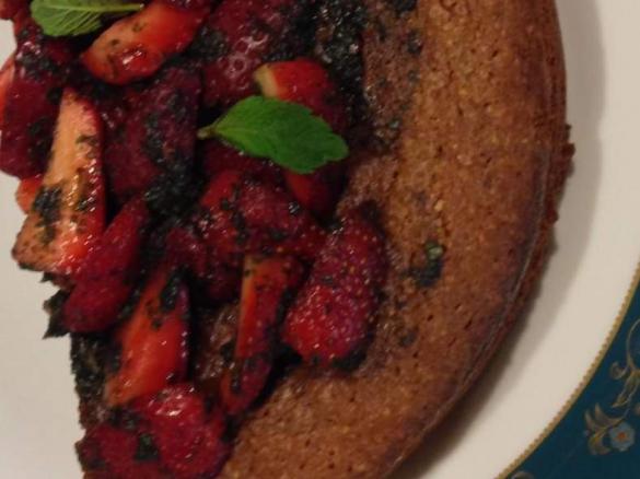 Rich Chocolate Cake with Strawberries and Minted Sugar Converted from Delicious Magazine Oct. 2013 