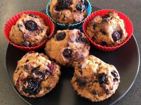 Blueberry Rasperry Muffins with Aquafaba - Jolanta's version