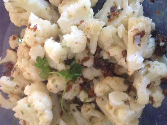 Cauliflower salad with olive dressing