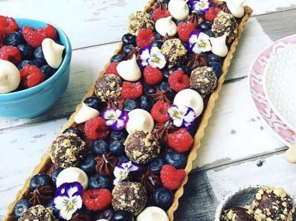 Chocolate, Lavender, Blueberry Tart