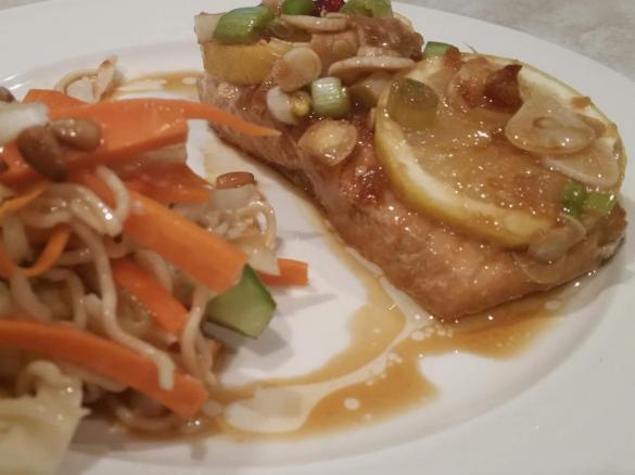 Steamed Salmon with Thai Sauce