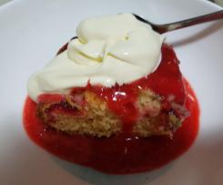 Strawberry Vanilla cake with strawberry coulis