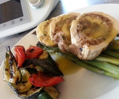 chicken roulade stuffed with spinach and pine nuts