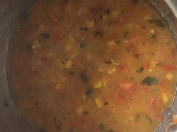 Chilli, corn and red capsicum soup