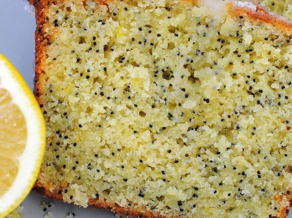 Glazed lemon poppyseed cake