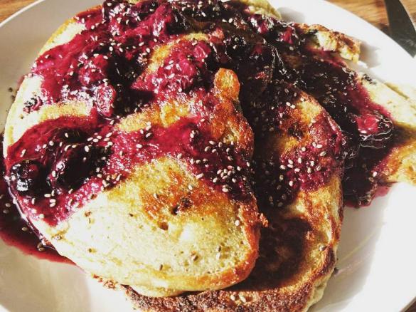 Fluffy Pancakes with Blueberry Syrup