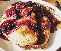 Fluffy Pancakes with Blueberry Syrup