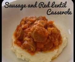 Sausage and Red Lentil Casserole