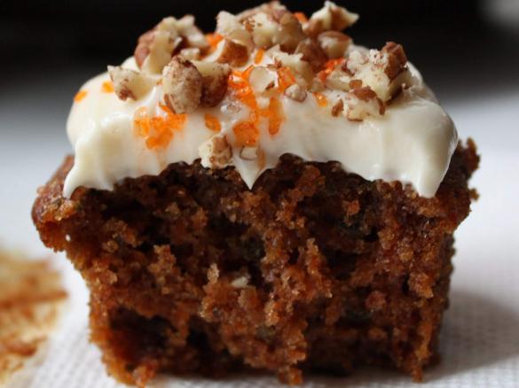 Carrot & Walnut Muffins with Cream Cheese Frosting