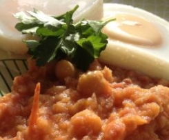 Bacon, chorizo and chick pea baked beans