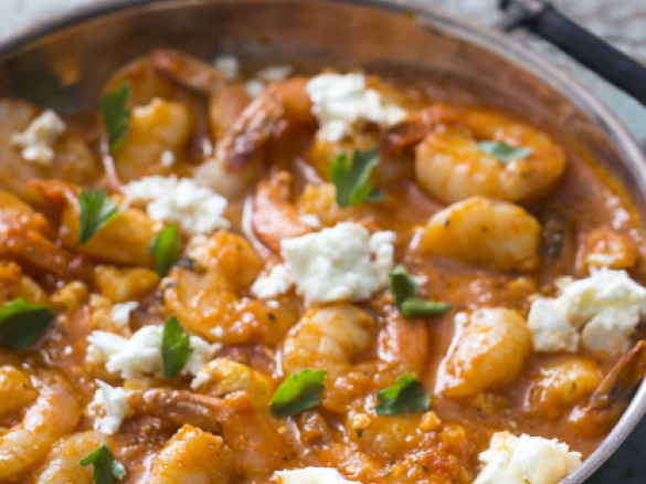 PRAWN SAGANAKI WITH FETA - INDIAN STYLE