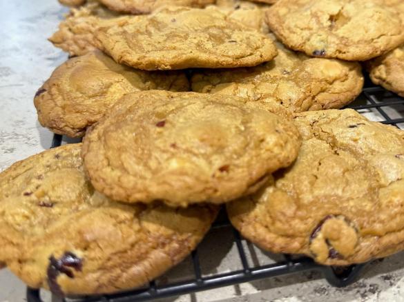 Chewy Macadamia, White Chocolate & Cranberry Biscuits