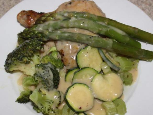 Varoma Herb & Mustard Chicken with Steamed Greens