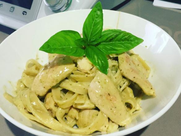 Creamy chicken and basil fettuccine