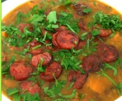 Chorizo and green lentil soup