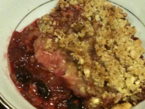 Maple and White Chololate Berry Crumble